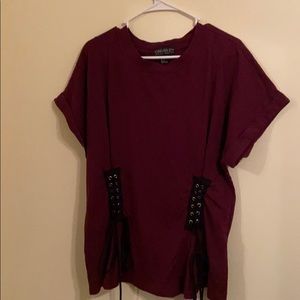 Forever21 Berry Corset tie top
